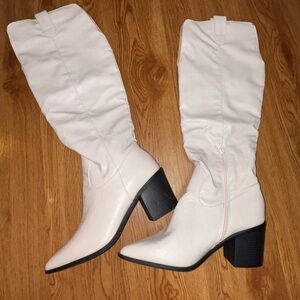 Elegant White Knee-High Boots